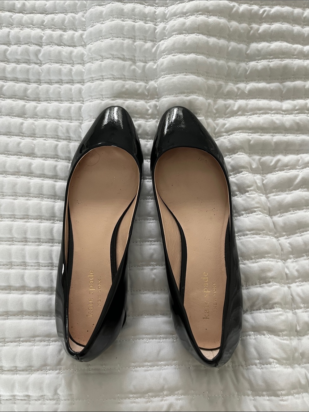 kate spade Black Patent Leather Rounded-Toe Ballet Flats